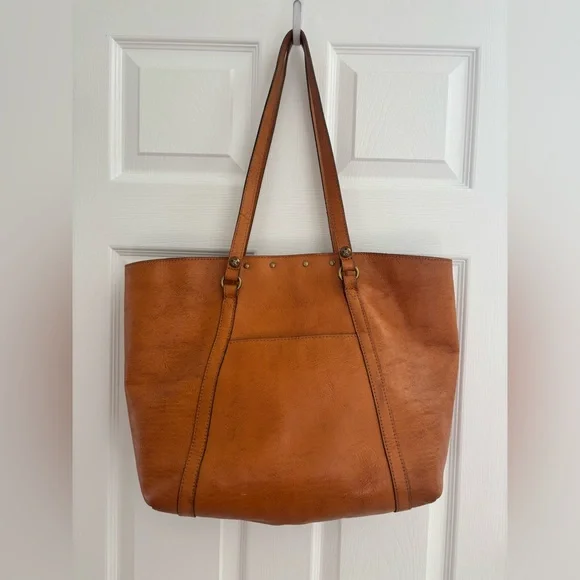 Patricia Nash | Benvenuto Embroidered Signature Leather Tote Bag Purse Tan - Picture 6 of 9